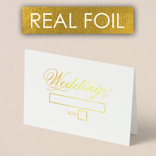 Real Gold Foil Mariage de luxe Carte Place