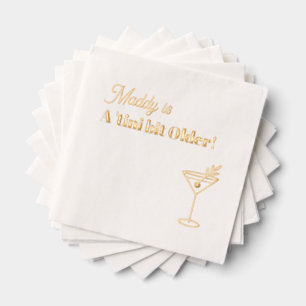 Real Gold Foil Martini 30th  Napkins