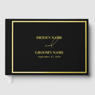 Real Gold Foil Modern Black & Gold Wedding Guest Book