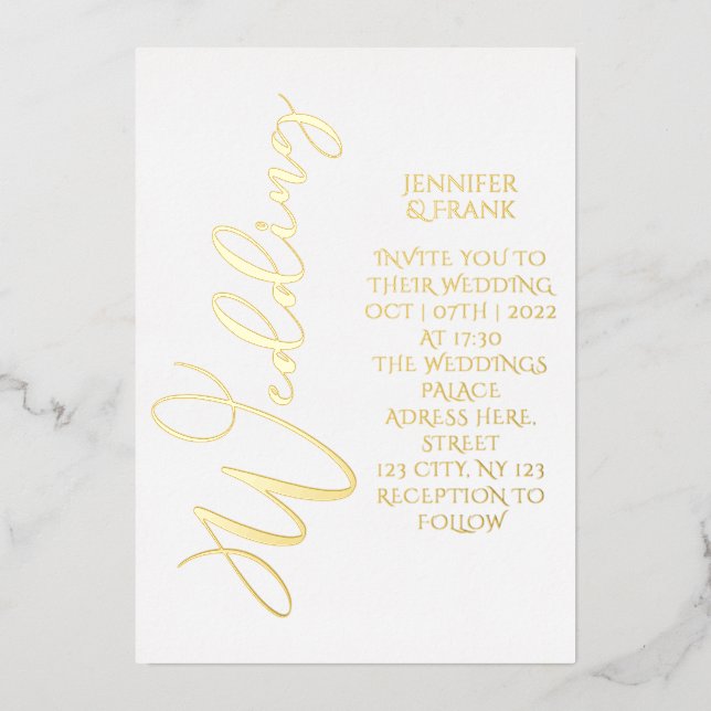 Real Gold Foil Modern White Elegant (Front)