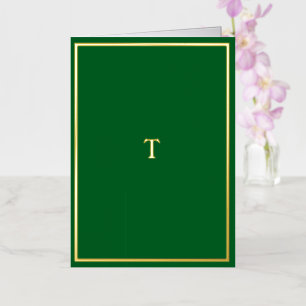 Real Gold Foil Monogram Green Folded Card