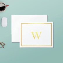 Real Gold Foil Monogram Note Cards
