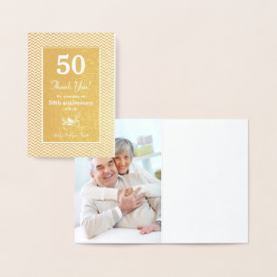 Real Gold Foil Pattern 50th Anniversary Thank You Card