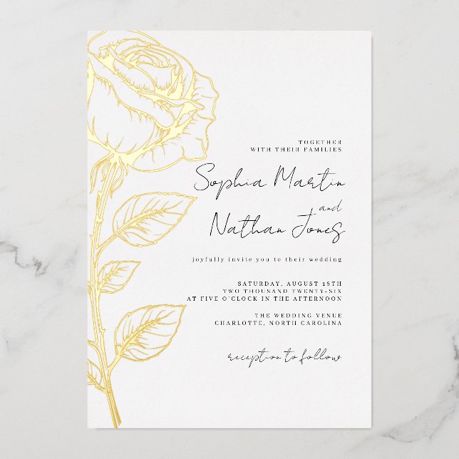 Real Gold Foil Rose Wedding  (Front)