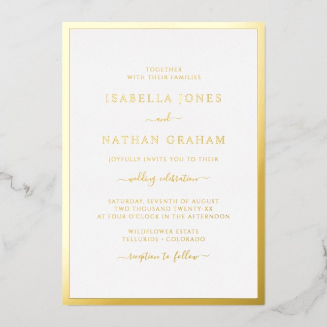 Real Gold Foil Simple Elegant Wedding (Front)