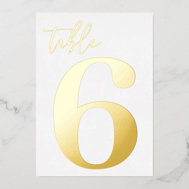 Real Gold Foil Table Number (Front)