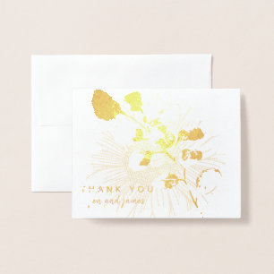 Real Gold Foil THANK YOU Floral Personalized Card
