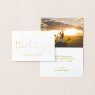 REAL Gold Foil THANK YOU Wedding   with Photo Card