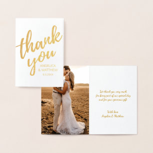 REAL Gold Foil THANK YOU Wedding   with Photo Card