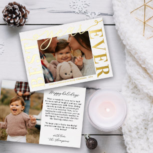Real Gold Foil Typography Best Year Ever Photo Holiday Card