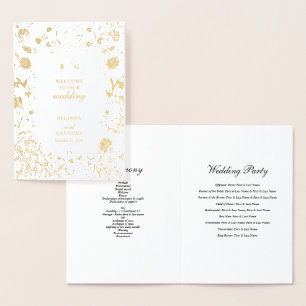 Real Gold Foil Wedding Order of Service Program Foil Card