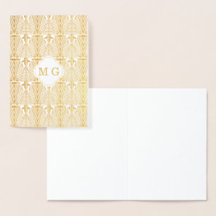 Real Gold Great Gatsby Art Deco Monogram Foil Card