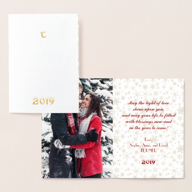 Real Gold Happy New Year Photo Foil Card (Display)