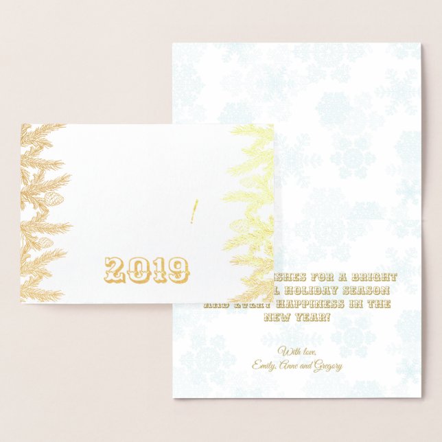 Real Gold Merry Christmas & Happy New Year Foil Card (Display)