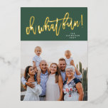 REAL GOLD Oh What Fun Christmas Photo Foil Holiday Card<br><div class="desc">REAL GOLD Oh What Fun Christmas Photo Foil Holiday Card. Funky script lettering with a soft floral backer. A holiday card with a general message to suit every customer!</div>