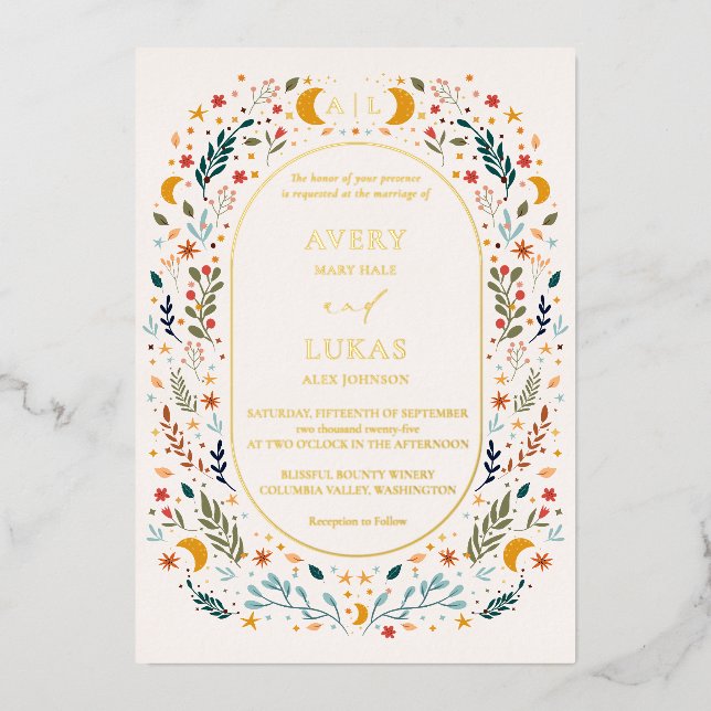 Real Gold Vintage Mystical Floral Monogram Wedding (Front)