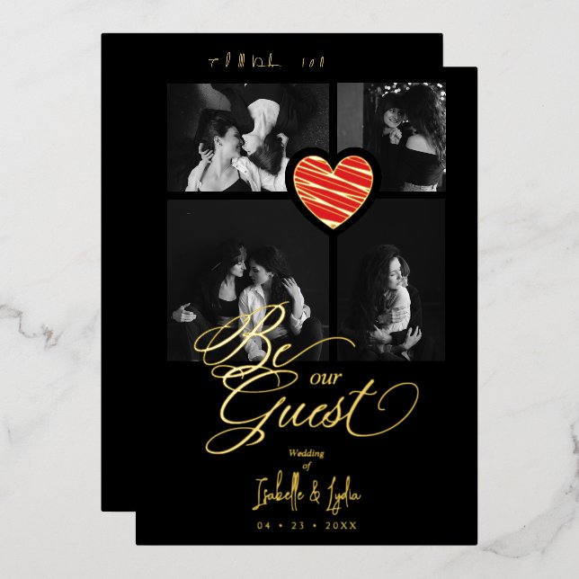 Real Golden Luxury Red Heart 4 photos Trendy (Front/Back)