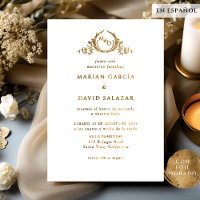 Real Golden Metal Emblem Wedding Invitation