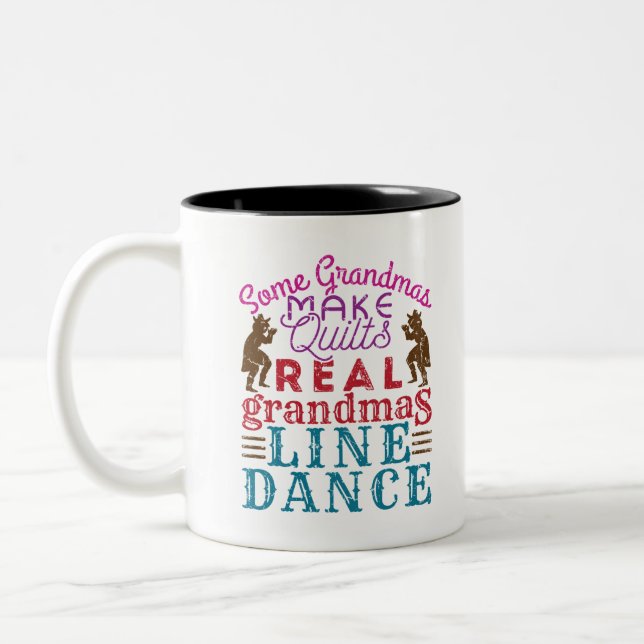 Real Grandmas Line Dance Cute Line Dancing Two-Tone Coffee Mug (Left)
