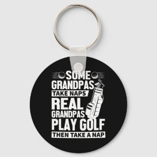 Real Grandpas Play Golf Funny Golf Grandpa Golfers Keychain