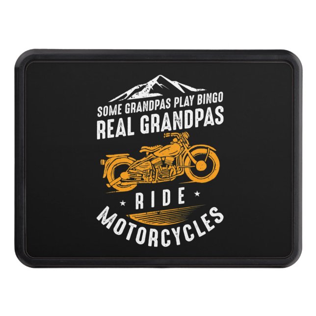 Real Grandpas Ride Motorcycles Gift For Bikers Trailer Hitch Cover (Front)