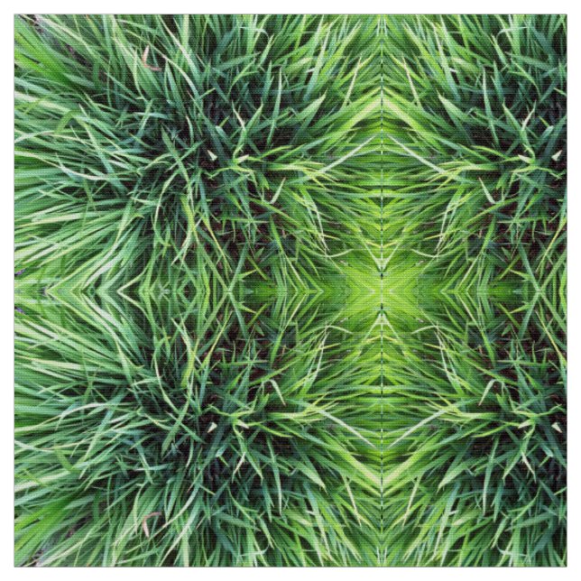 Real Grass Pattern in Shades of Vivid Green Fabric (Swatch)