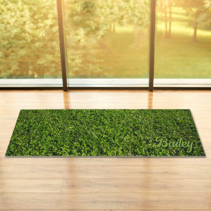 Real Green Grass Nature Lawn Photo And Custom Name Yoga Mat