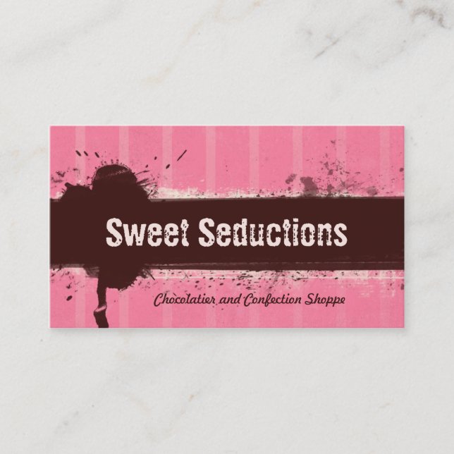 REAL Grunge Cocoa Strawberry Bakery Business Card (Front)