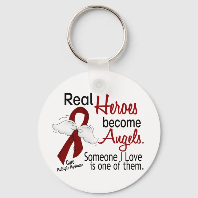 Real Heroes Become Angels Multiple Myeloma Keychain (Front)