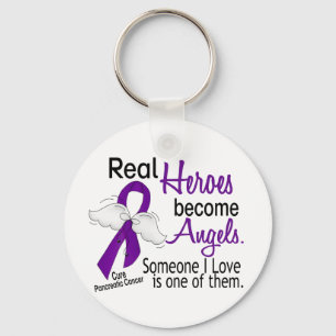 Real Heroes Become Angels Pancreatic Cancer Keychain