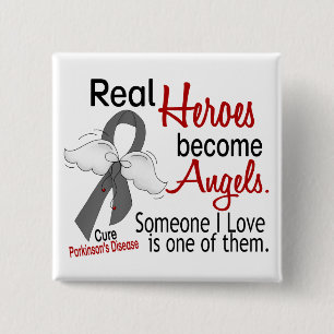 Real Heroes Become Angels Parkinson's Disease 2 Inch Square Button