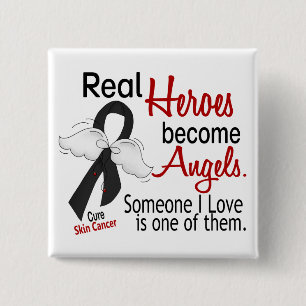Real Heroes Become Angels Skin Cancer 2 Inch Square Button