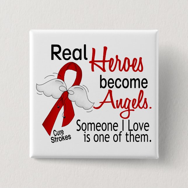 Real Heroes Become Angels Stroke 2 Inch Square Button (Front)