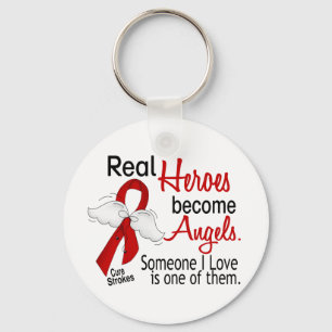 Real Heroes Become Angels Stroke Keychain