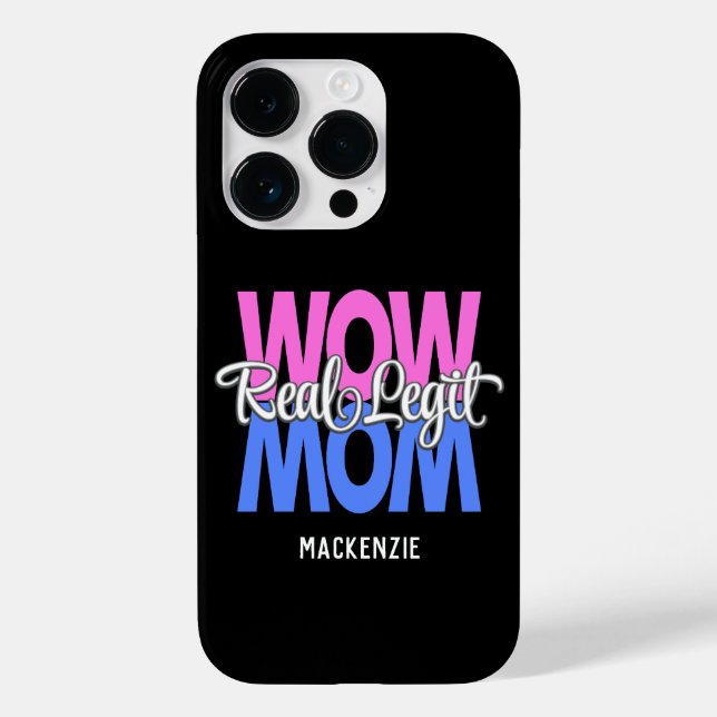 Real Legit Wow Mom Print (Pink, Blue & White) Case-Mate iPhone Case (Back)