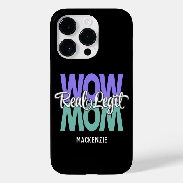 Real Legit Wow Mom Print (Purple, Teal & White) Case-Mate iPhone Case (Back)