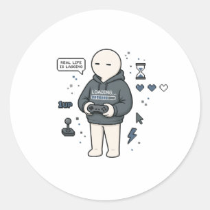 Real Life Is Lagging Funny Gamer Meme Classic Round Sticker