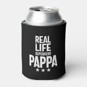 Real Life Superhero Pappa   Father Gift Can Cooler