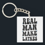 Real Man Make Latkes Funny Groovy Hanukkah  Keychain<br><div class="desc">hanukkah, gift, birthday, latkes, dreidel, jewish, jew, groovy, menorah, holiday</div>