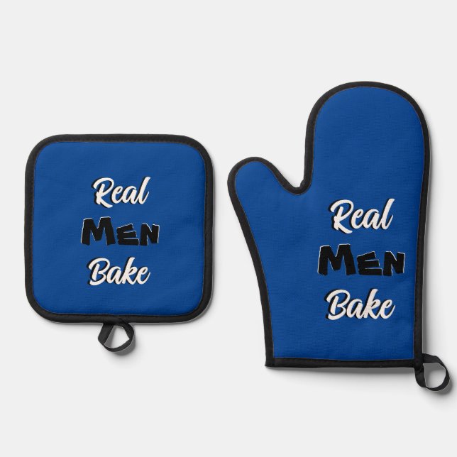 Real Men Bake Oven Mitt & Pot Holder Set (Front)