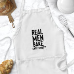 Real Men Bake Personalized Baking Apron For Men<br><div class="desc">Real Men Bake Personalized Baking Apron For Men. Funny chef apron with a funny cooking humour quote. Personalize this custom cook humour design with your own name or text.</div>