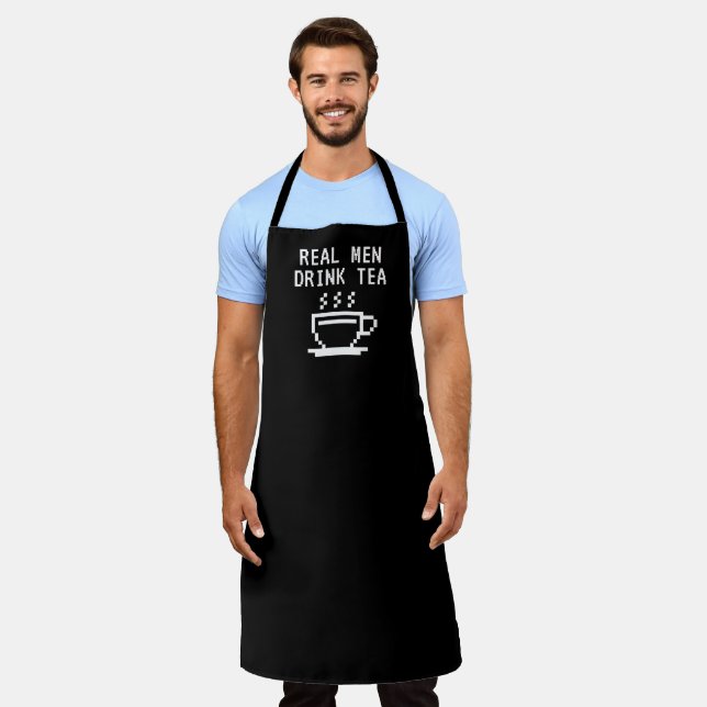 Real Men Buvez du thé drôle noir tablier barista (Porté)