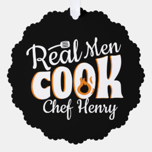 Real Men Cook Black  Ornament Card