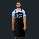 Real men cook funny black custom BBQ apron for men<br><div class="desc">Real men cook funny black custom BBQ apron for men. Personalized kitchen aprons in any colour for guys. Stylish typography design. Add your own name or humourous quote. Create your own unique Christmas or Birthday party gift for grill master dad, father, husband, uncle, boyfriend, brother, friend, grandpa, grandfather, kids, boss,...</div>