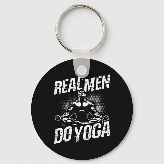 Real Men Do Yoga Funny Yoga Pose  Keychain (Front)