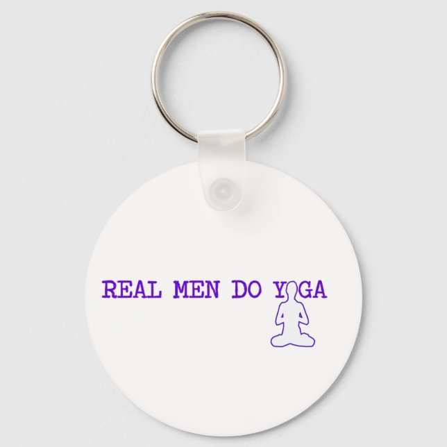 real men do yoga keychain (Front)