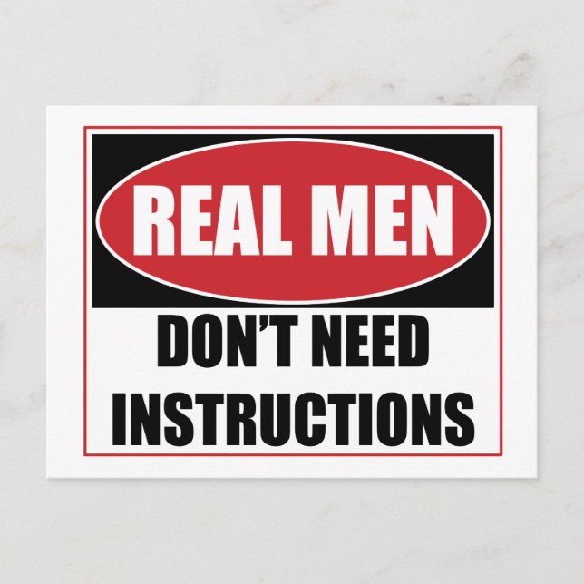 Real Men Don't Need Instructions Sign Postcard (Front)