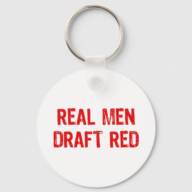 Real Men Draught Red Keychain (Front)