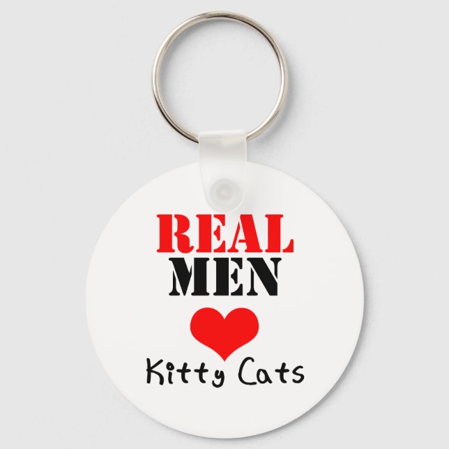 Real Men Heart (Love) Kitty Cats Keychain (Front)