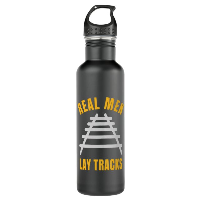 Real men lay tracks rails 710 ml water bottle (Front)